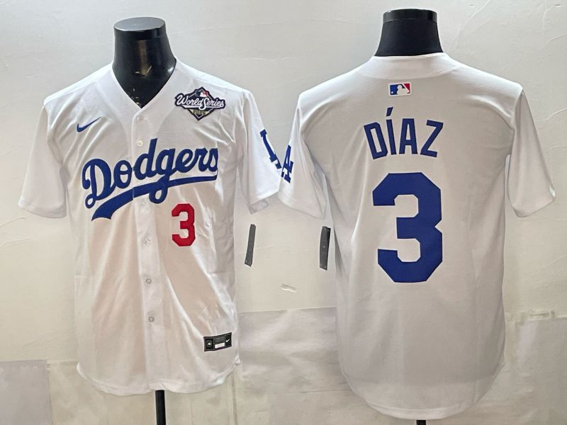 Men Los Angeles Dodgers #3 Diaz White Game 2026 Nike MLB Jersey style 04